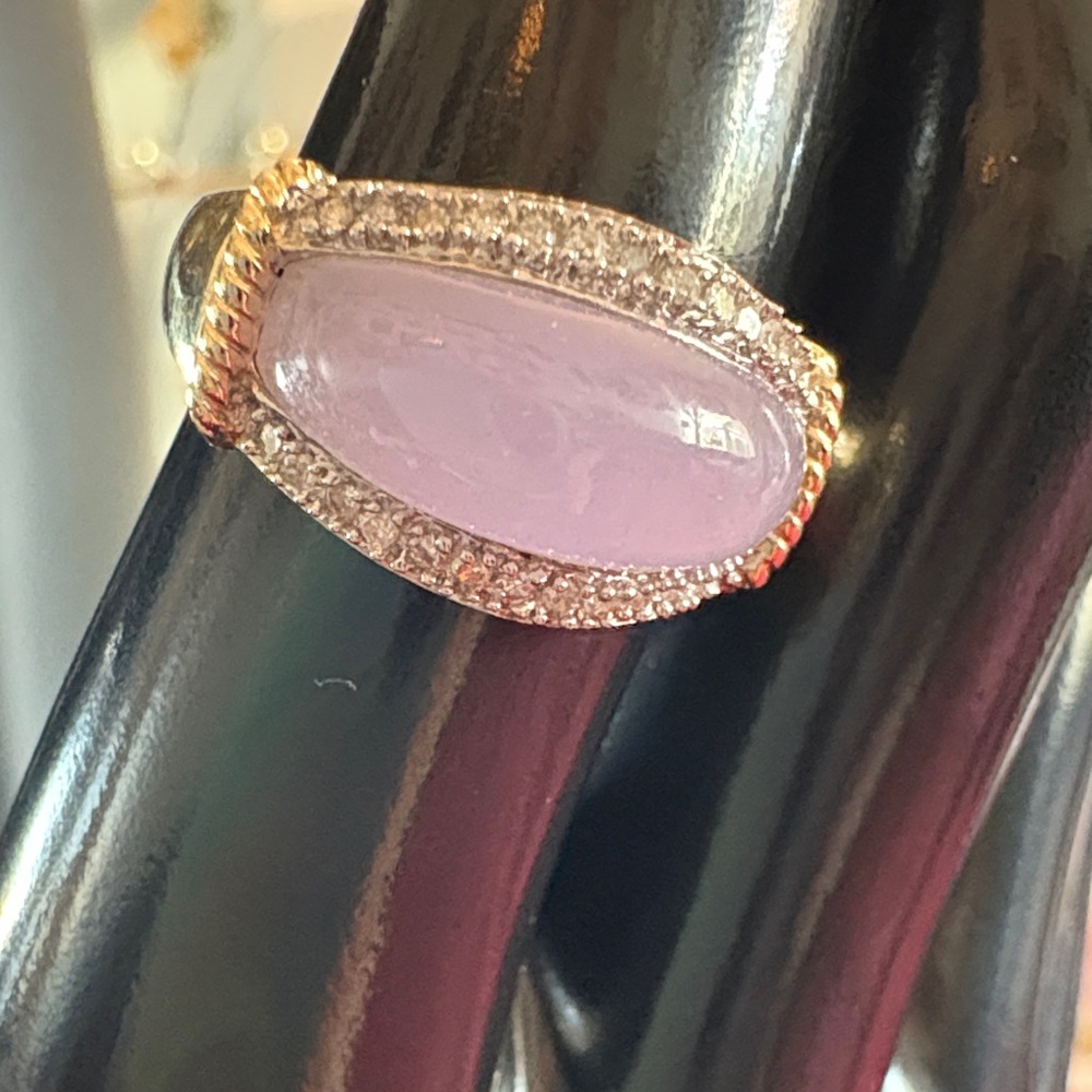 Lavender Jade and diamond ring